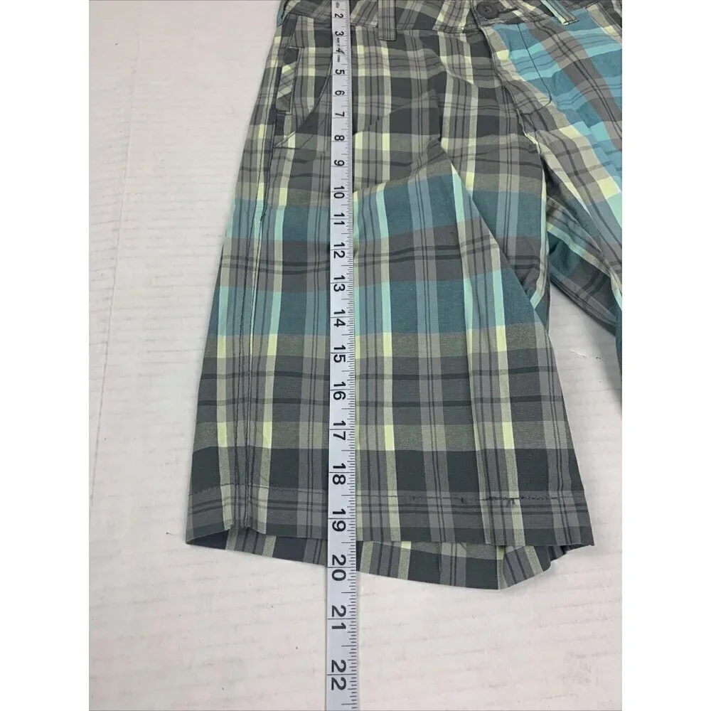 Quiksilver Mammoth Shorts Men's 25 Plaid Cotton Lightweight Blue Gray